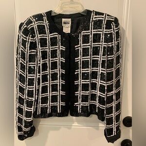Leslie Fay Black and White Sequin Jacket
